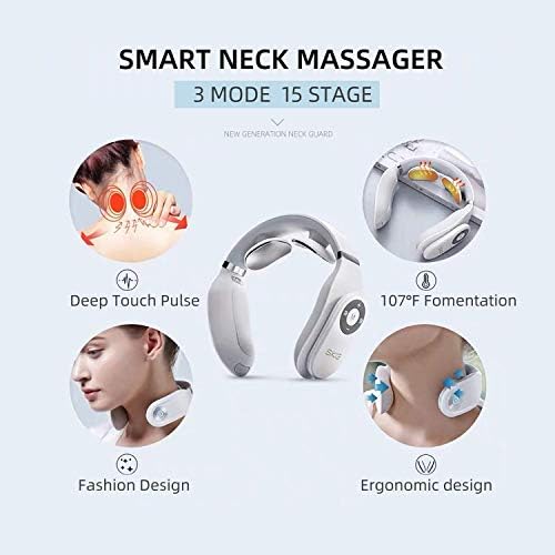 SKG Smart Вратот Massager со Топлина, Massager за Болка, Гласовен Потсетник, Голем Екран за Масажа, 4 Режими&15 Ниво Длабоко