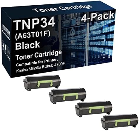 4-Pack Компатибилен 4700P Печатач Тонер Кертриџ Замена за Коника Minolta A63T01F TNP34 TNP-34 Тонер Кертриџ (Црна, Висок