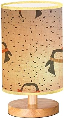 Лен Ткаенини Сенка Дрво База Табела Светилка Лесна со Симпатична Пингвини Момче ANG Девојка Рака Подготвени Dimmable Ноќни