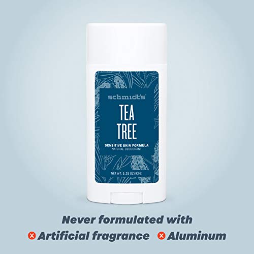 Шмит е Алуминиум Слободни Природни Deodorant за Жените и Мажите, Чајно Дрво за Осетлива Кожа со 24 Часа Мирис Заштита,