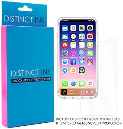 DistinctInk Јасно Shockproof Хибрид Случај за iPhone XR (6.1 Екран) - TPU Браник, Акрилик Назад, Калено Стакло Екран Заштитник