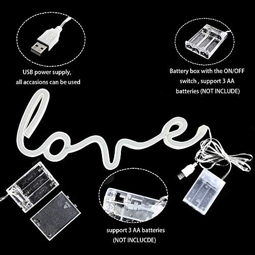 Љубов Неонски Знак LED Светла - Protecu USB Батеријата е Придвижуван Неонски Светла за Спалната соба | LED Неонски Знаци