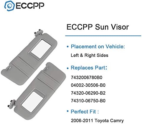 ECCPP Сива Сонцето Стакло Пар Левата и Десната Страна се вклопуваат за 2006 2007 2008 2009 2010 2011 за Toyota Camry Седан