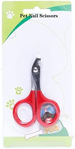 Кат помине ножици со не се лизга се справи со блистер пакување на мали 8CM мачка помине ножици (црвено)