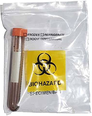 Daarcin 100pcs Примерок Biohazard Кеси,4.6x6in/12x15cm Лабораториски Примерок Ziplock Врвот Торба со Biohazard Логото Печатење(100pcs