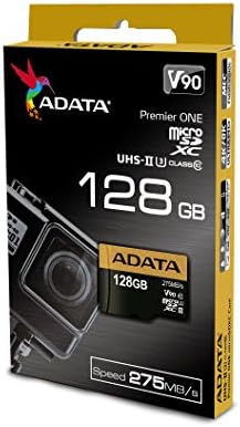 ADATA Премиер ЕДЕН 256GB SDXC UHS-II U3 Class10 V90 3D NAND 4K 8K Ултра HD 275MB/s Микро SD Картичка со Полнач (AUSDX256GUII3CL10-CA1)